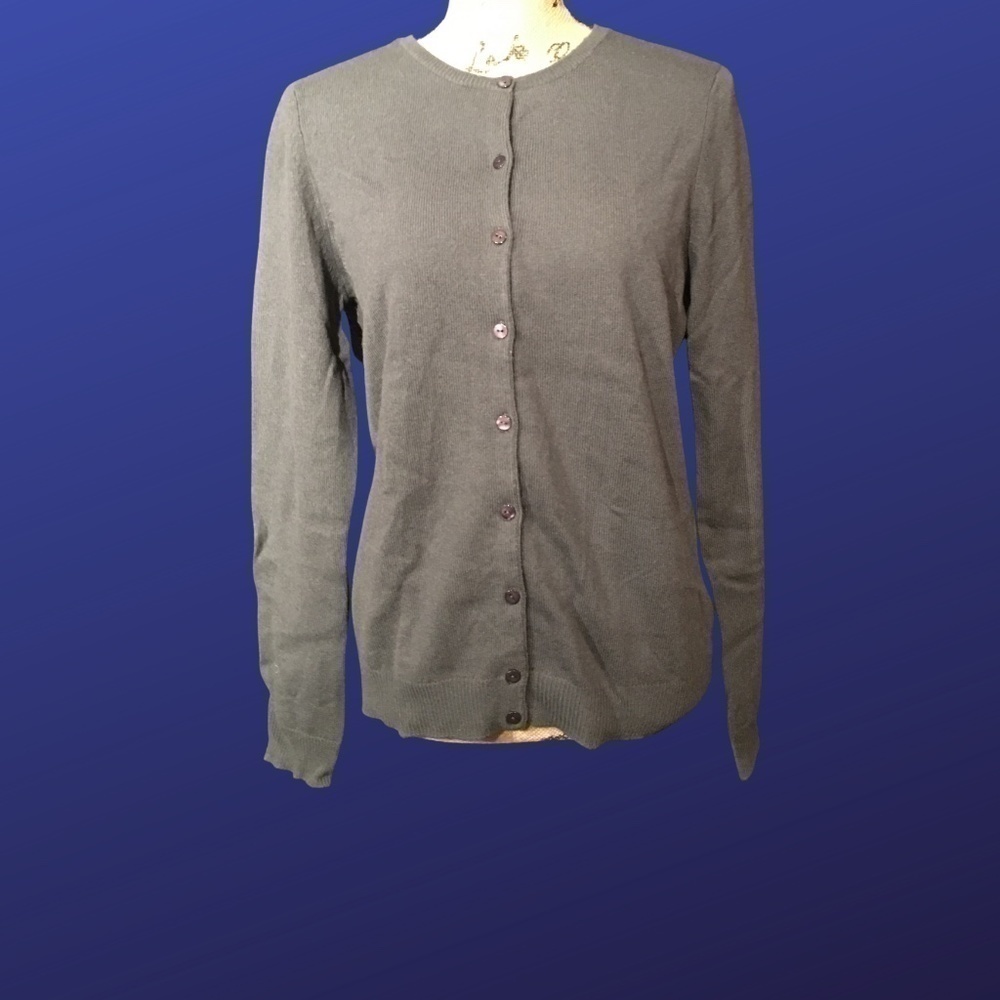 Cashmere by BLOOMINGDALE’S 100% Cashmere cardigan, CHARCOAL GRAY; NWT, Large